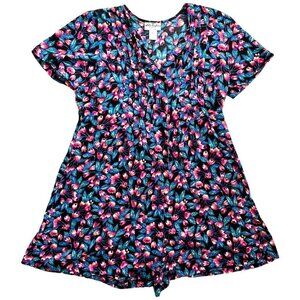 Felix Taylor Womens Vintage Romper Size 6P Multicolor Floral Button Up Retro 80s